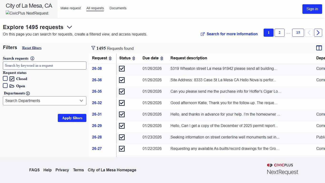 Requests - NextRequest - Modern FOIA & Public Records Request Software
